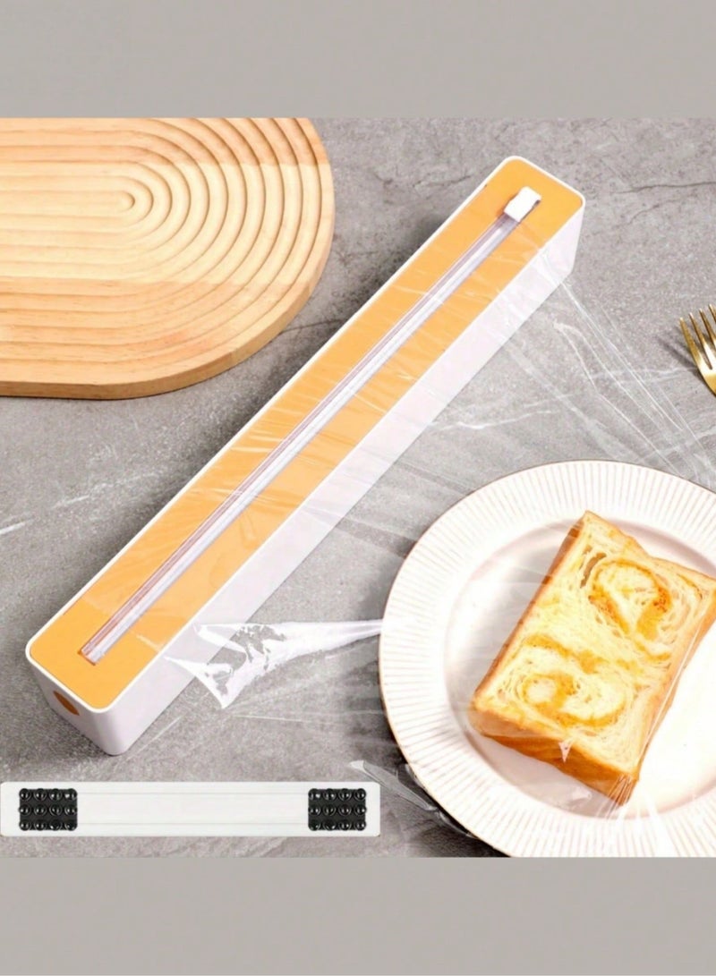 Valiant Glow Refillable Suction-Base Cling Film Dispenser (with Bi-Directional Slide Cutter) | 2-in-1 Design: Cling Film + Foil Dispenser | Strong Suction Base for Ultra-Stable Kitchen Counter Use | Effortless Bi-Directional Cutting—A Kitchen & Meal Prep Essential Must-Have for Home & Restaurant - Image 1